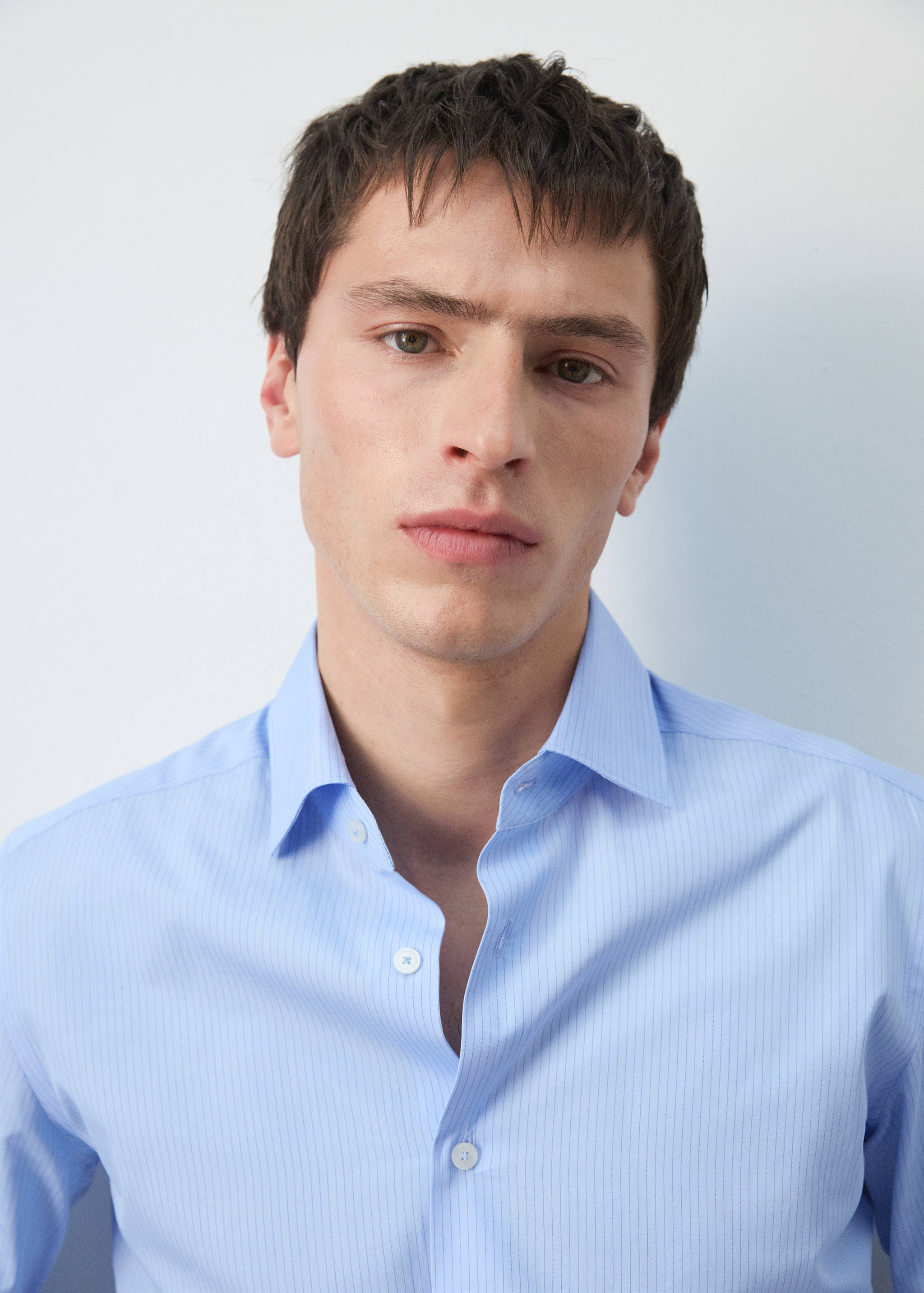 Рубашка slim fit 100% хлопок в полоску - Деталь изделия 1