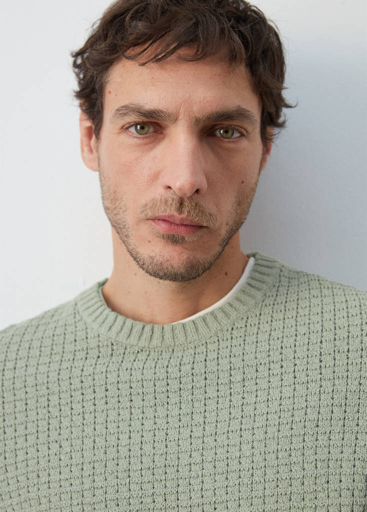 Openwork knit sweater — Mint Green