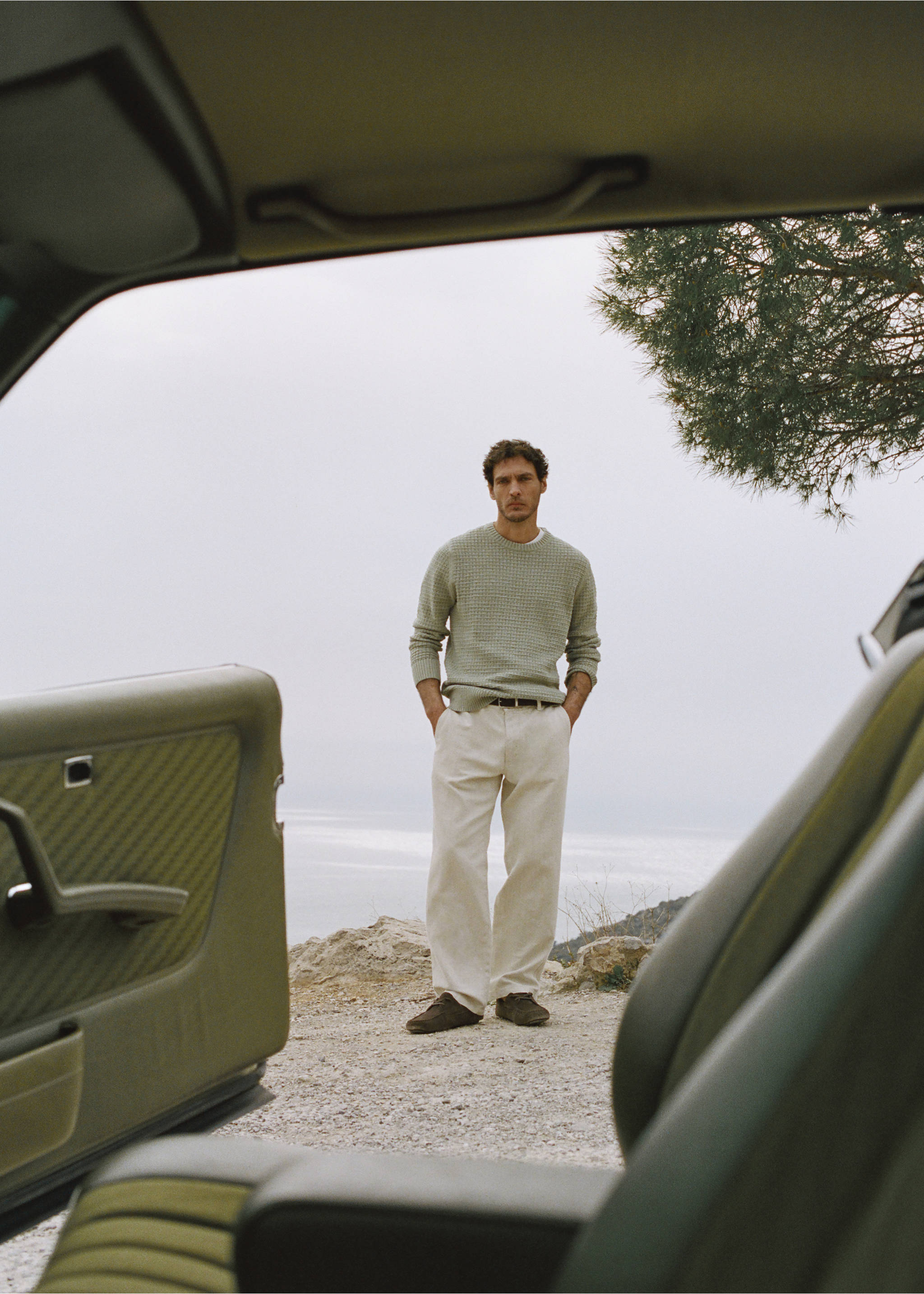 Openwork knit sweater - Details of the article 5, Mint Green. Ref: 27085937-00.