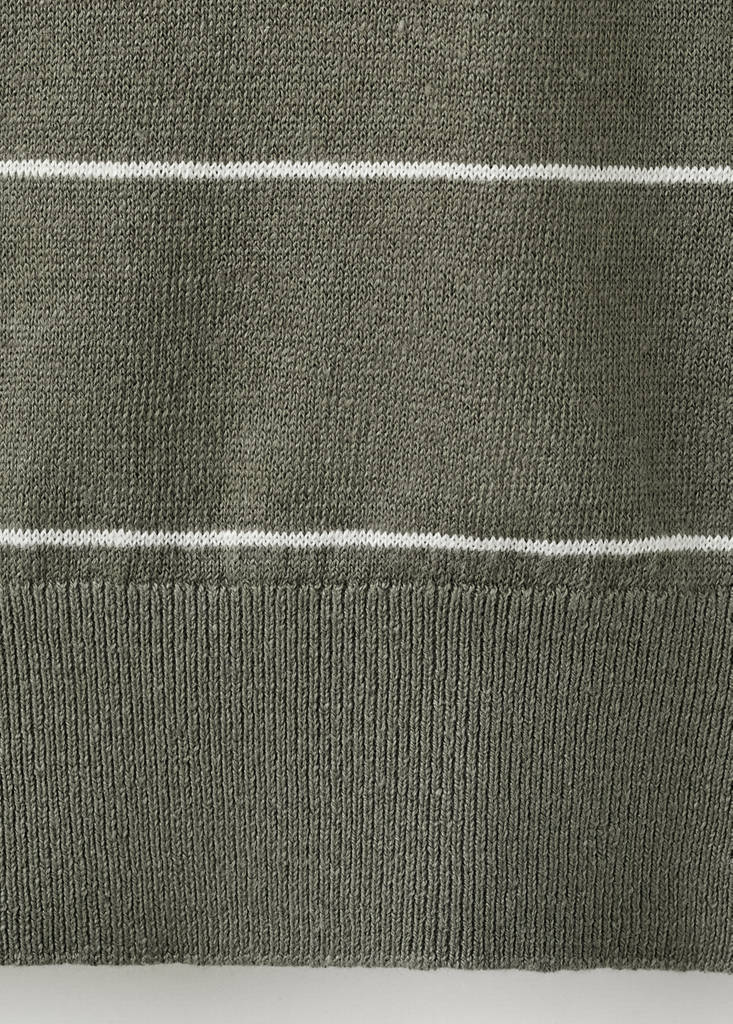 Linen blend fine knit striped jersey — Medium Brown