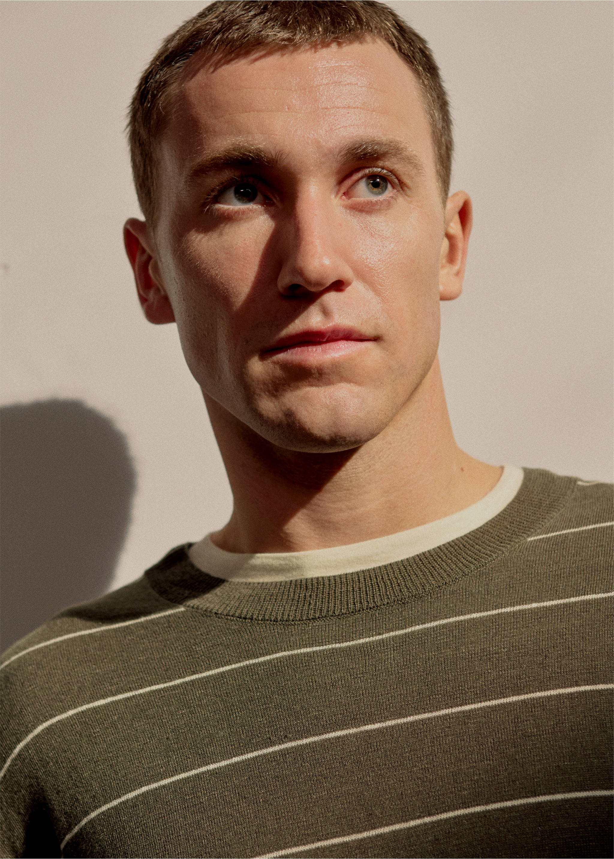 Jersey punto fino mezcla lino rayas - Detalle del artículo 5, Marrón medio. Ref: 27085938-01.