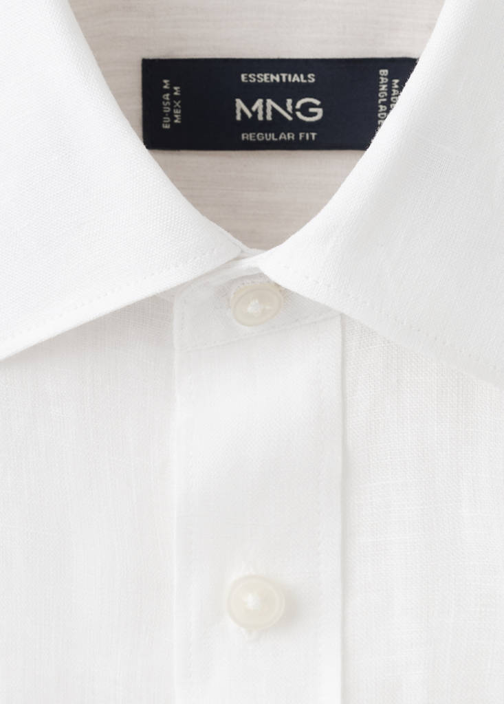Regular-fit 100% linen shirt — White