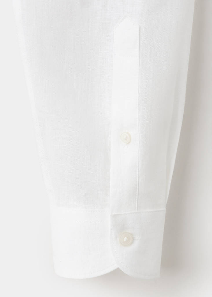Regular-fit 100% linen shirt — White