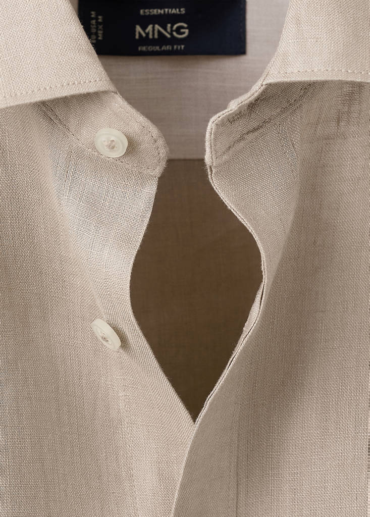 Regular-fit 100% linen shirt — Sand