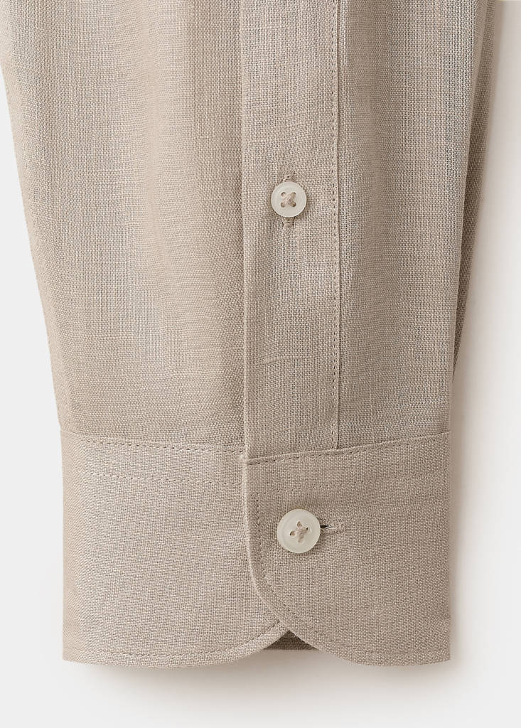 Regular-fit 100% linen shirt — Sand
