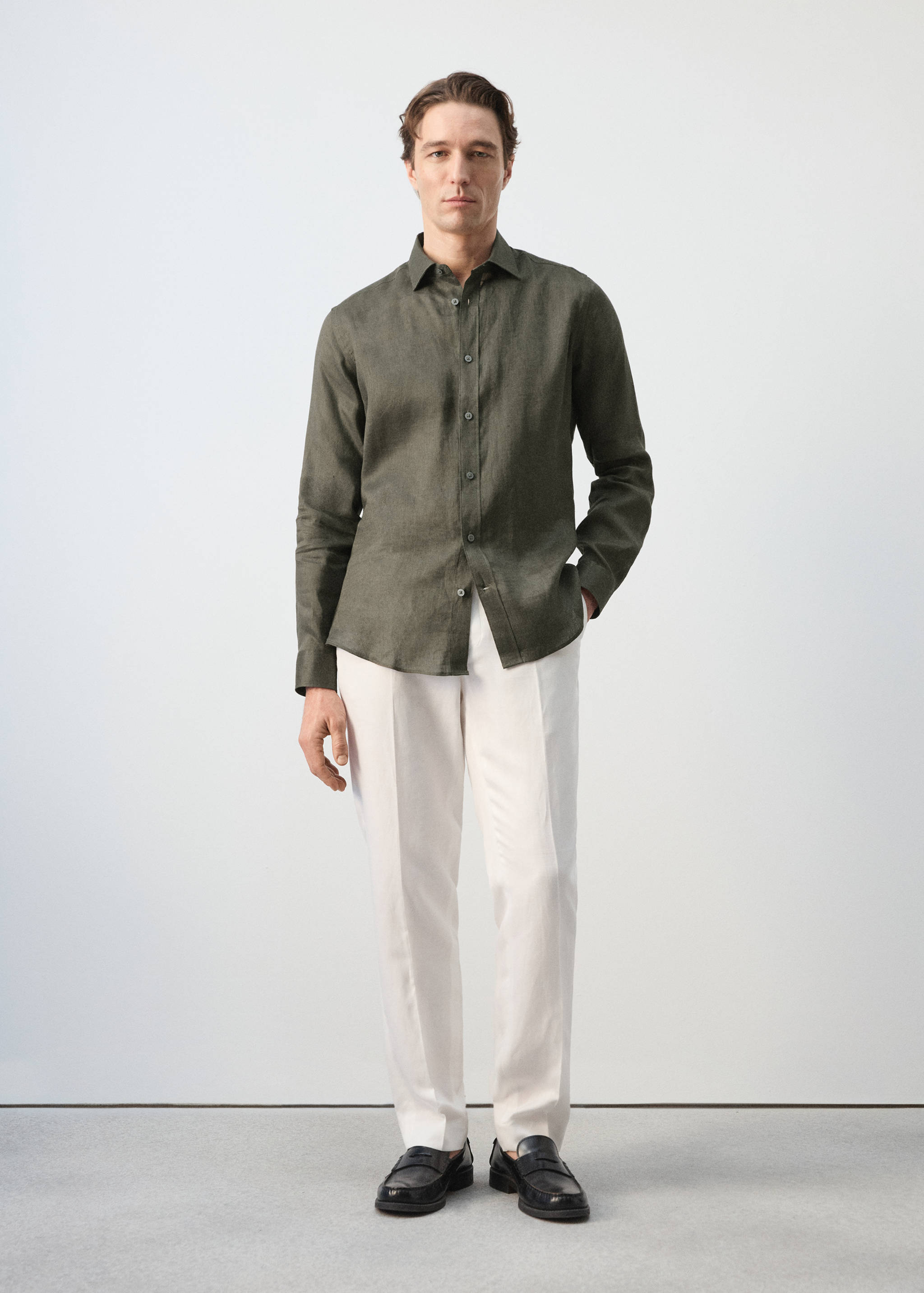 Regular-fit 100% linen shirt - General plane