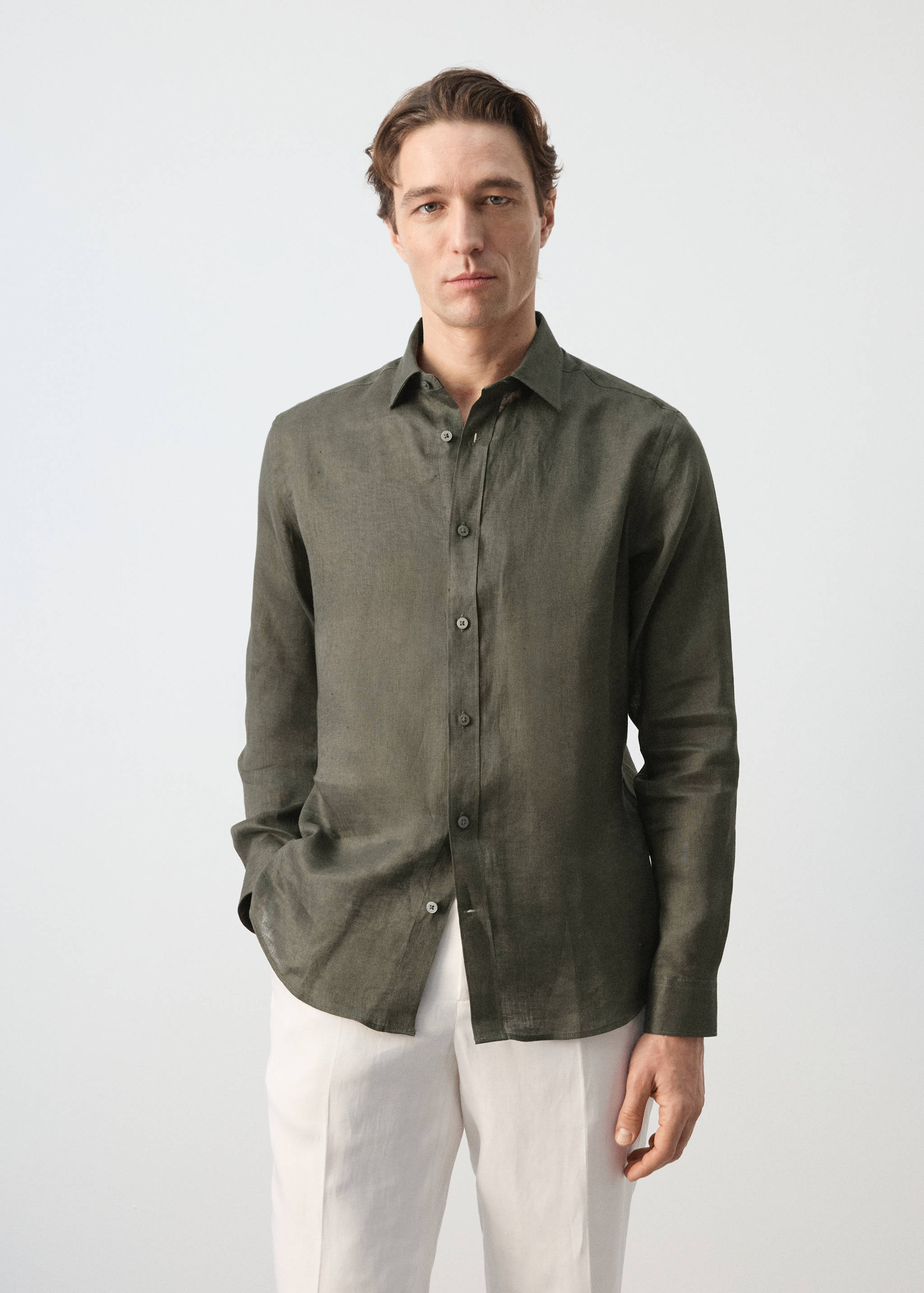 Regular-fit 100% linen shirt - Medium plane