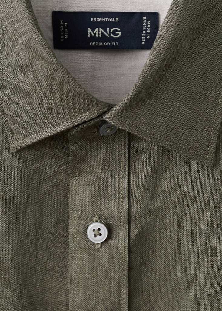 Regular-fit 100% linen shirt — Medium Green