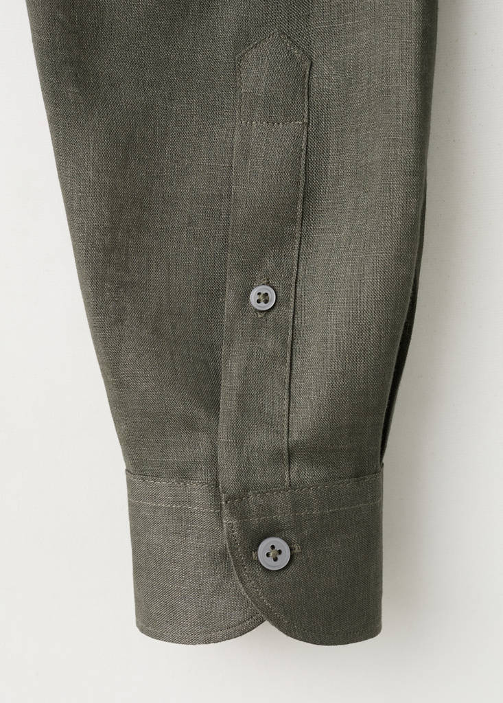 Regular-fit 100% linen shirt — Medium Green