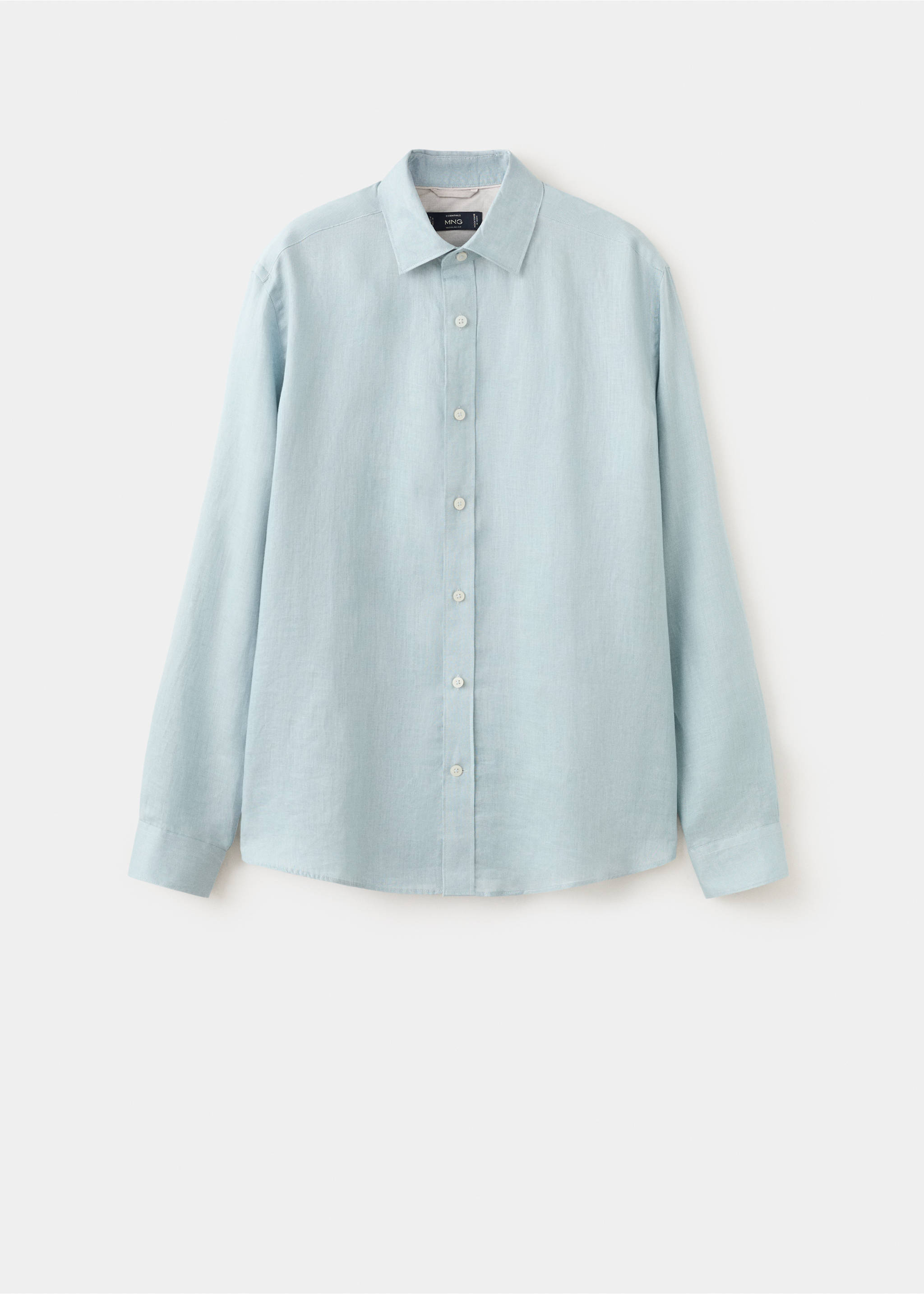 Regular-fit 100% linen shirt - Article without model, China Blue. Ref: 27085939-00.