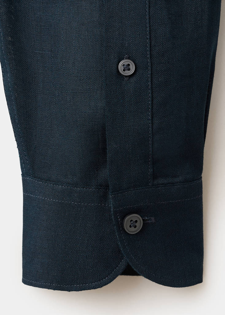 Regular-fit 100% linen shirt — Night Blue