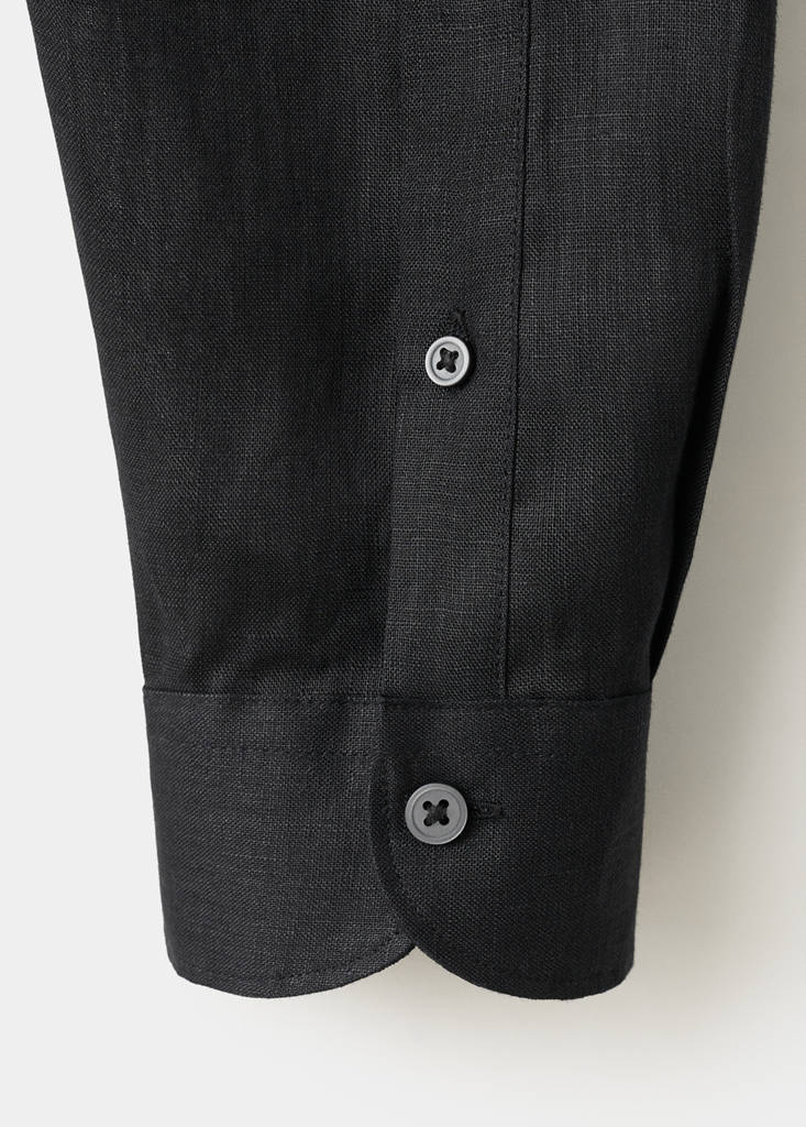 Regular-fit 100% linen shirt — Black