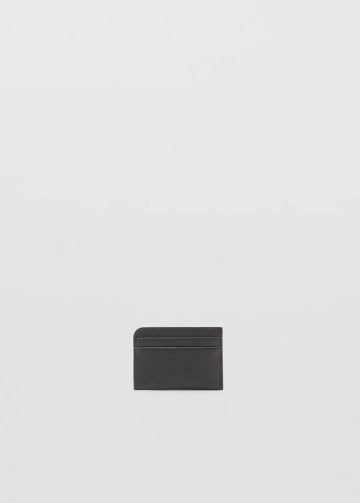 Pebble-grain leather cardholder — Brown