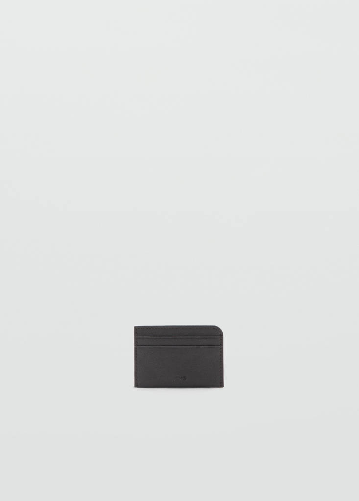 Pebble-grain leather cardholder — Brown