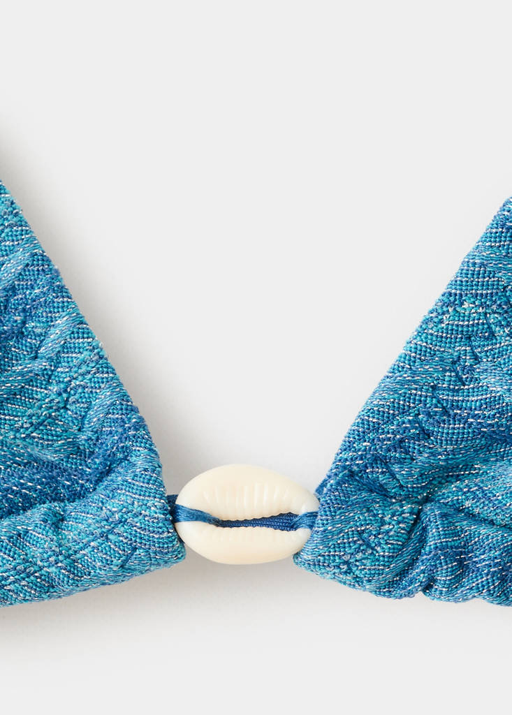 Textured bikini with medium-coverage bottoms — Blue