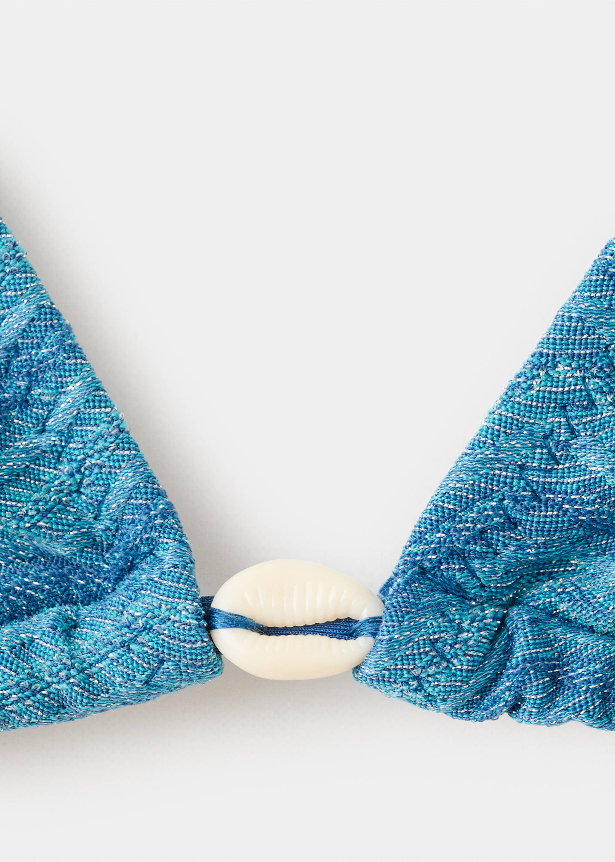 Textured bikini with medium-coverage bottoms - Details of the article 8, Blue. Ref: 27085943-00.