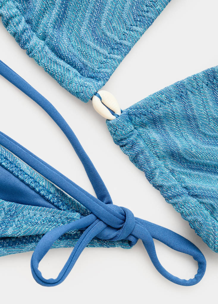 Textured bikini with medium-coverage bottoms — Blue