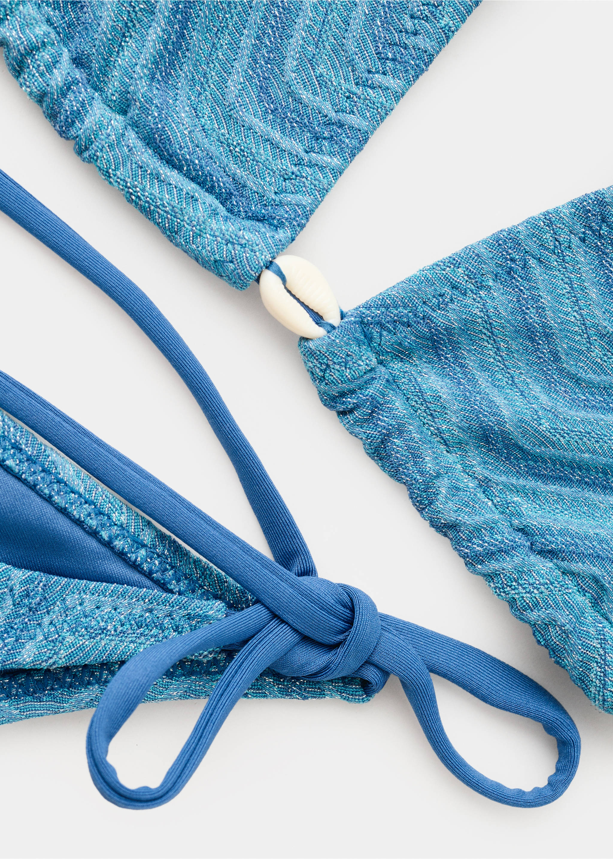 Textured bikini with medium-coverage bottoms - Details of the article 0, Blue. Ref: 27085943-00.