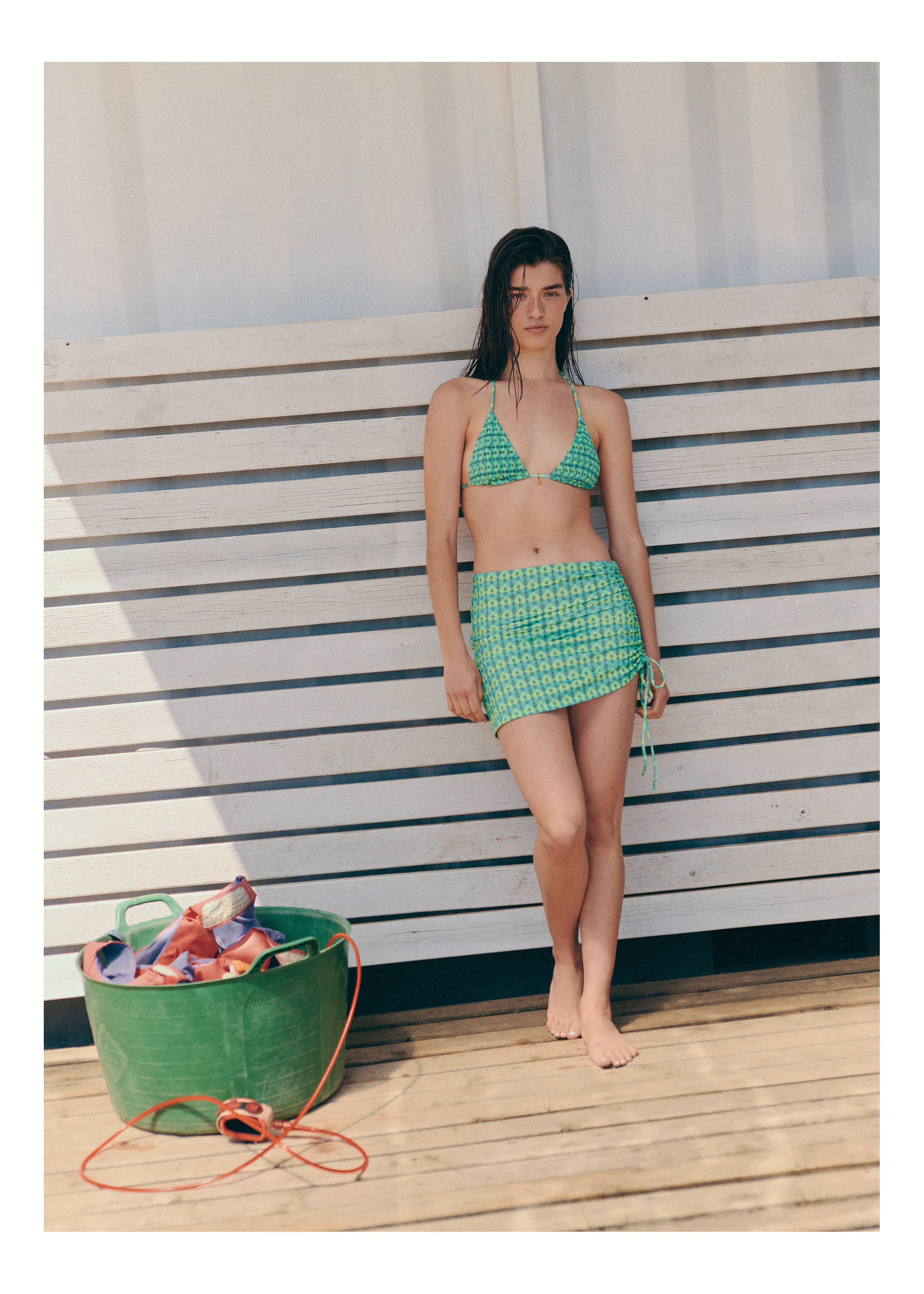 Printed sarong skirt - General plane, Turquoise. Ref: 27085944-01.