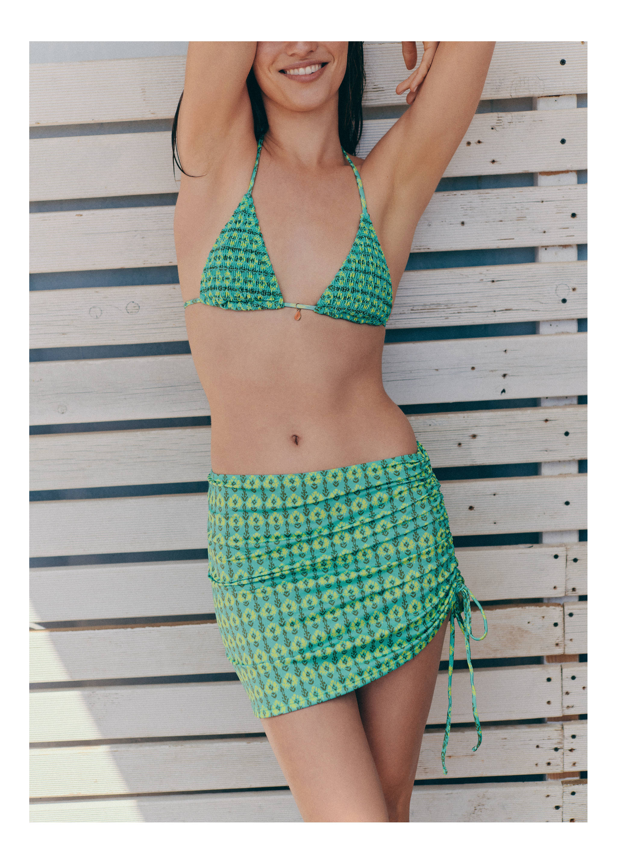 Printed sarong skirt - Medium plane, Turquoise. Ref: 27085944-01.
