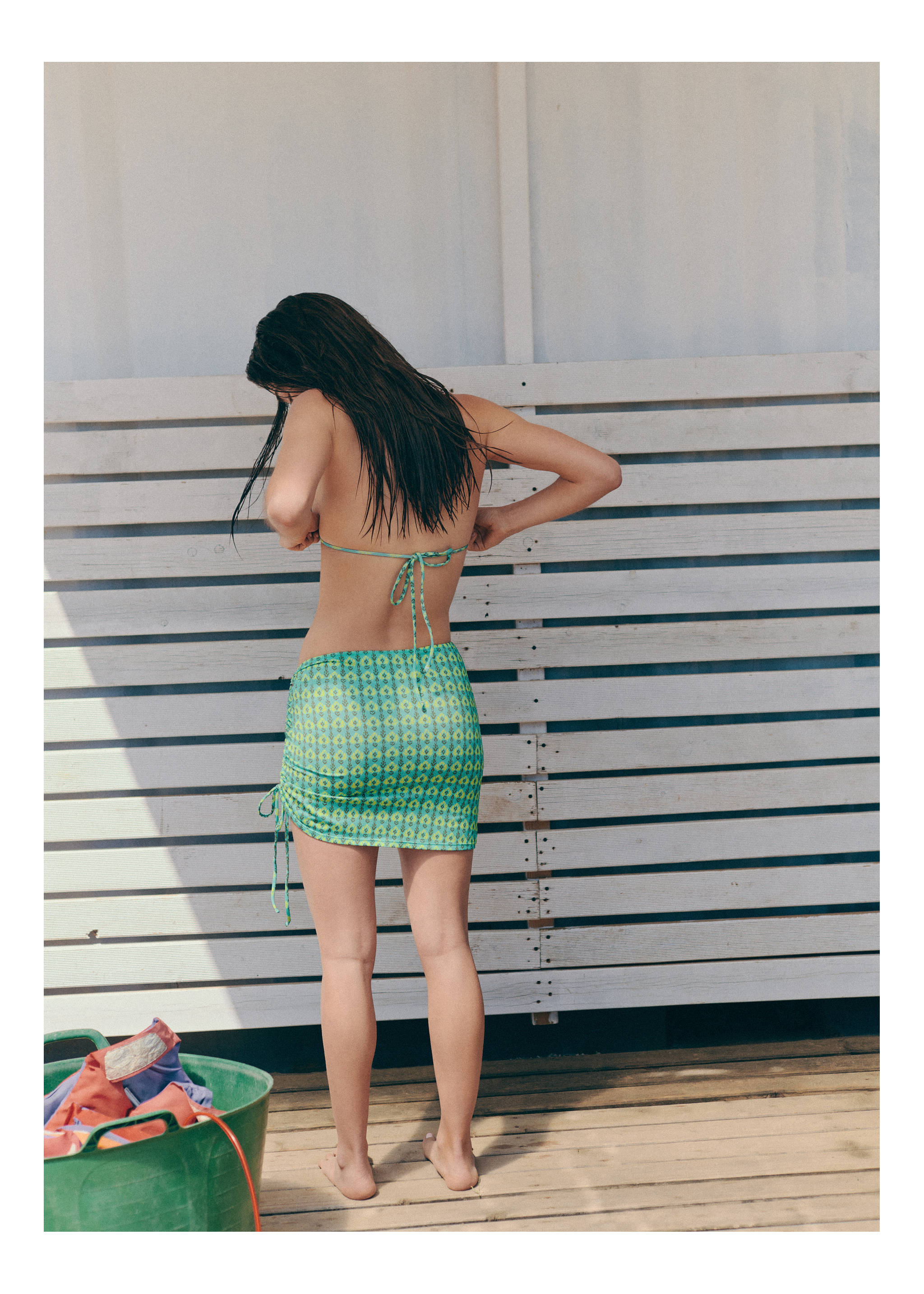 Printed sarong skirt - Reverse of the article, Turquoise. Ref: 27085944-01.