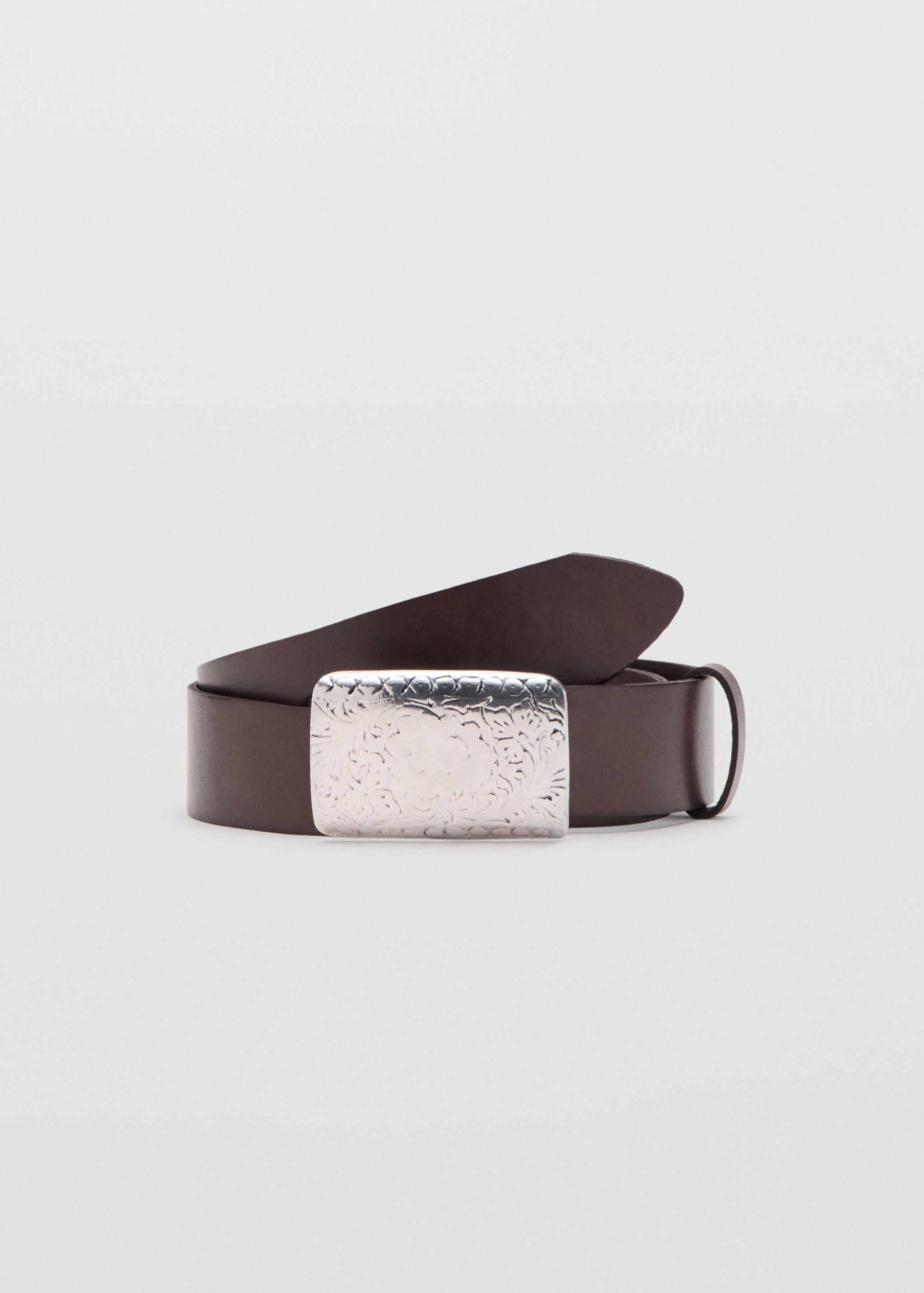 Engraved buckle leather belt - Article without model