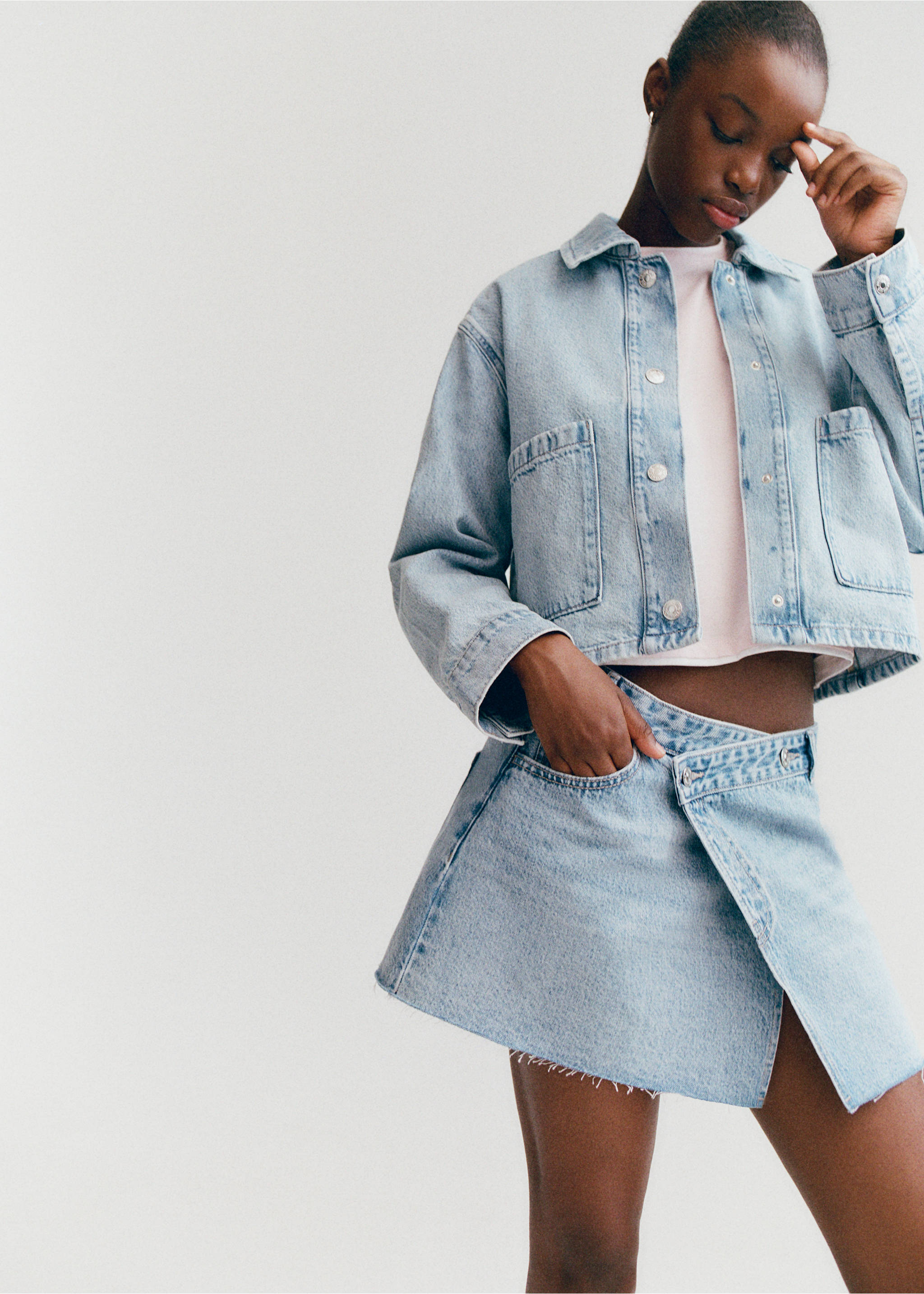 Denim skort - Details of the article 5, Medium Blue. Ref: 27085954-00.