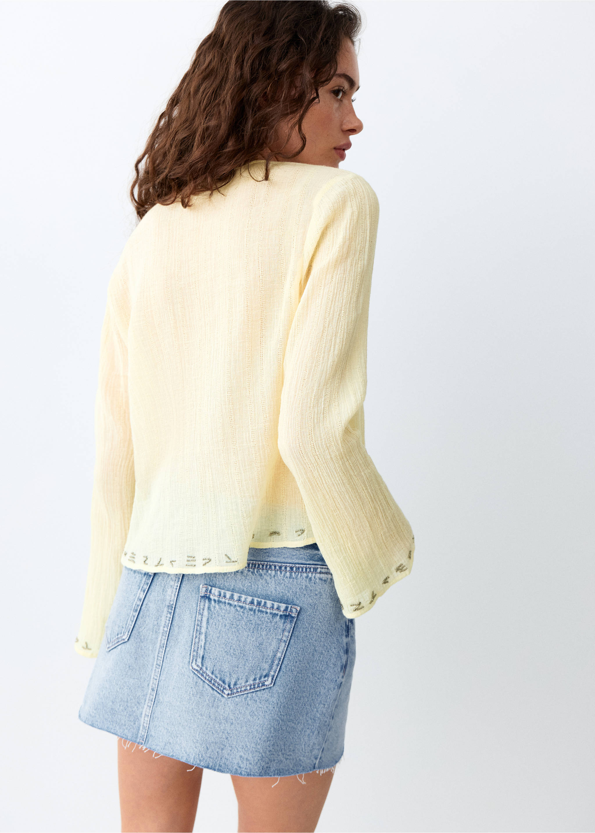 Bead detail blouse - Reverse of the article, Yellow. Ref: 27085956-00.