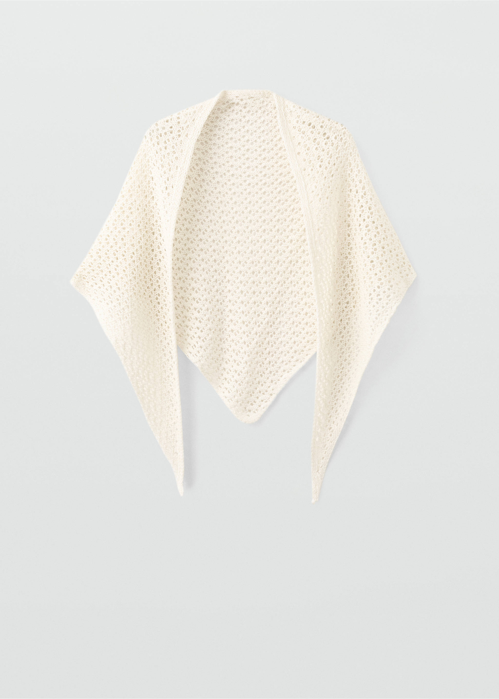 Openwork knit shawl - Article without model, Ecru. Ref: 27085957-00.