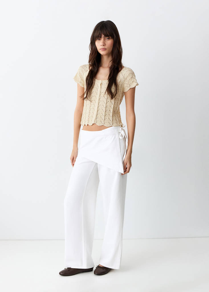 Stricktop mit Lochmuster — Gelb