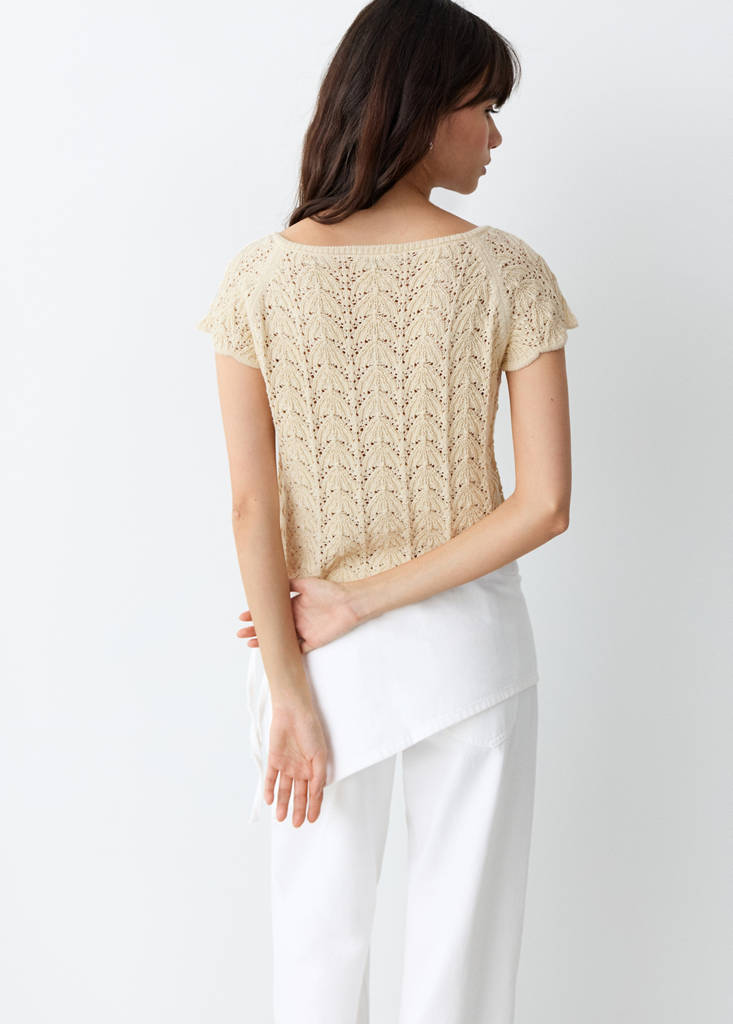 Stricktop mit Lochmuster — Gelb