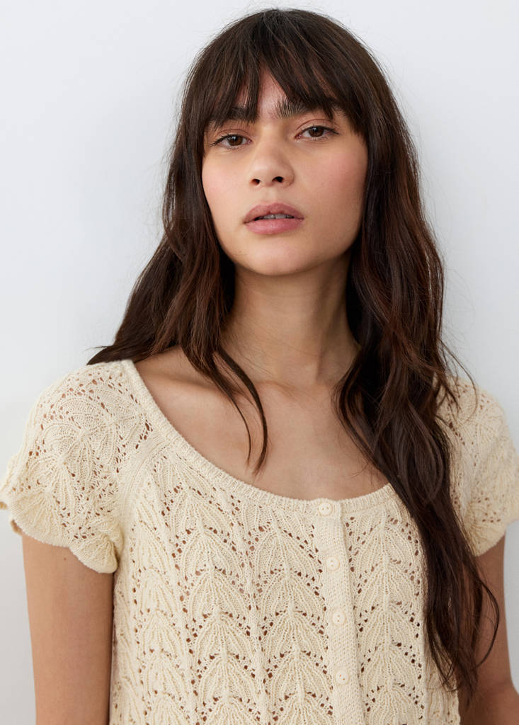 Stricktop mit Lochmuster — Gelb