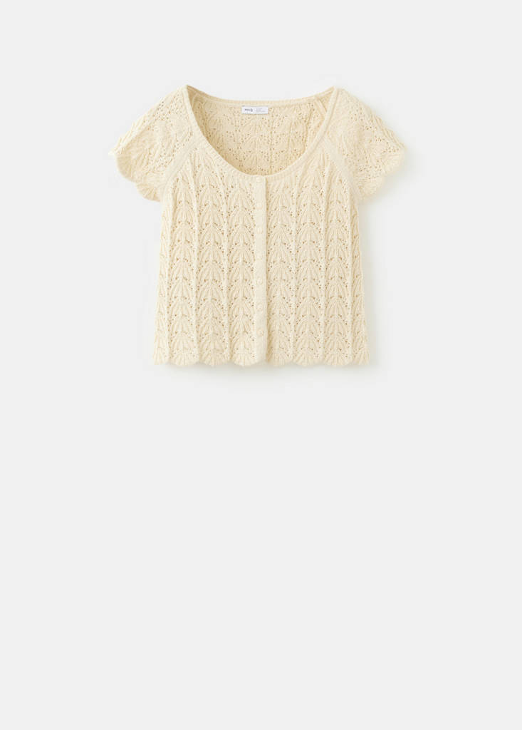 Stricktop mit Lochmuster — Gelb