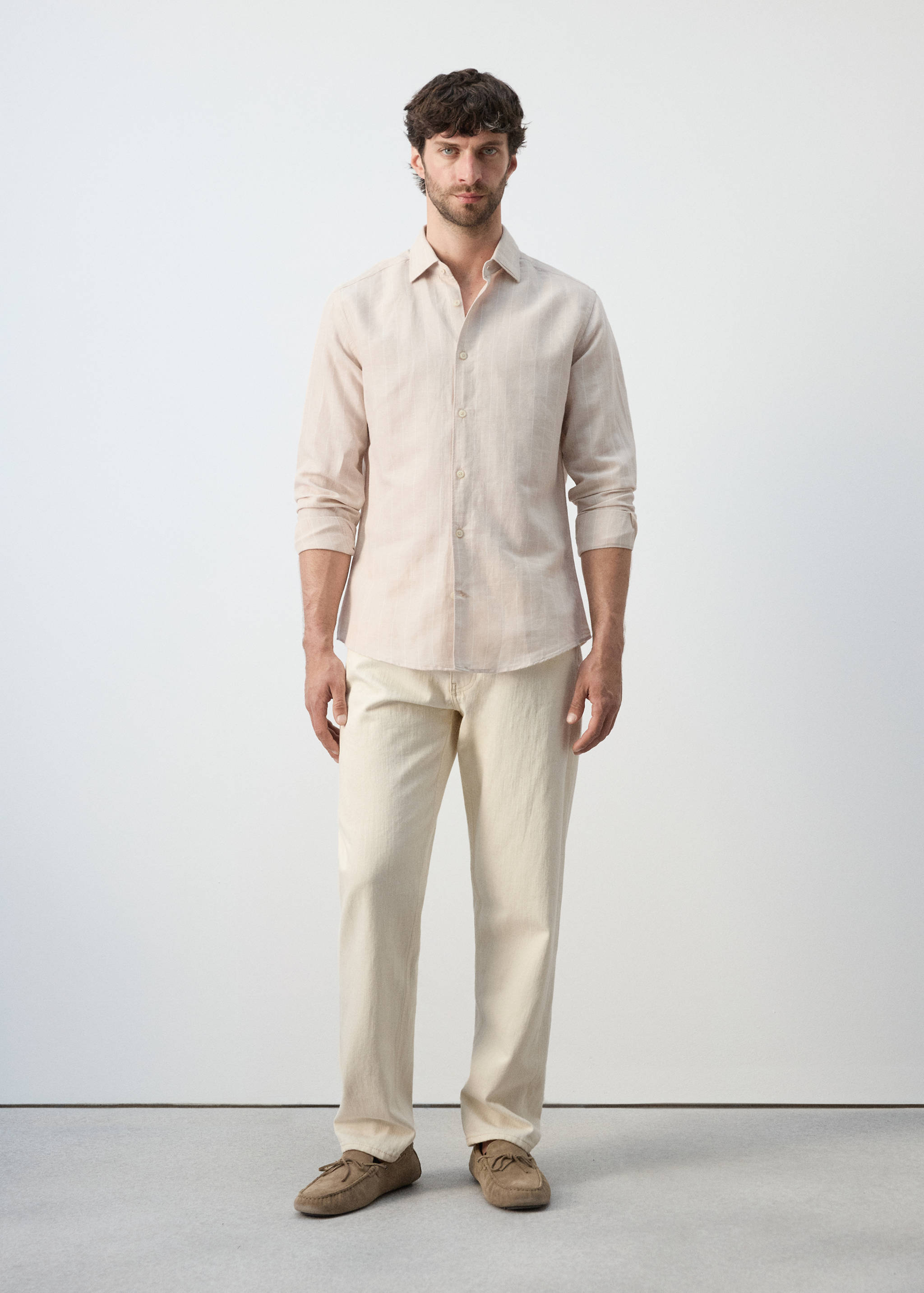 Linen cotton slim fit striped shirt - General plane