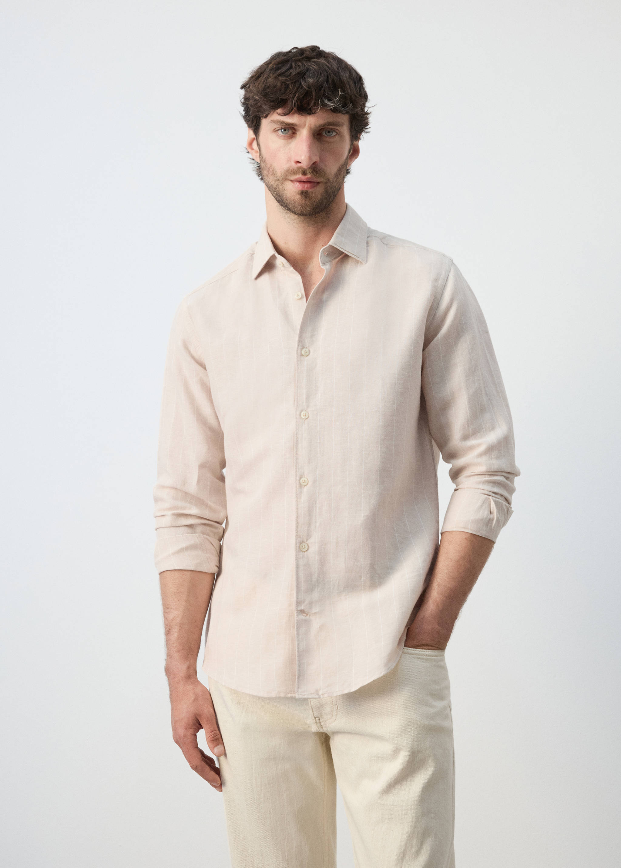Linen cotton slim fit striped shirt - Medium plane