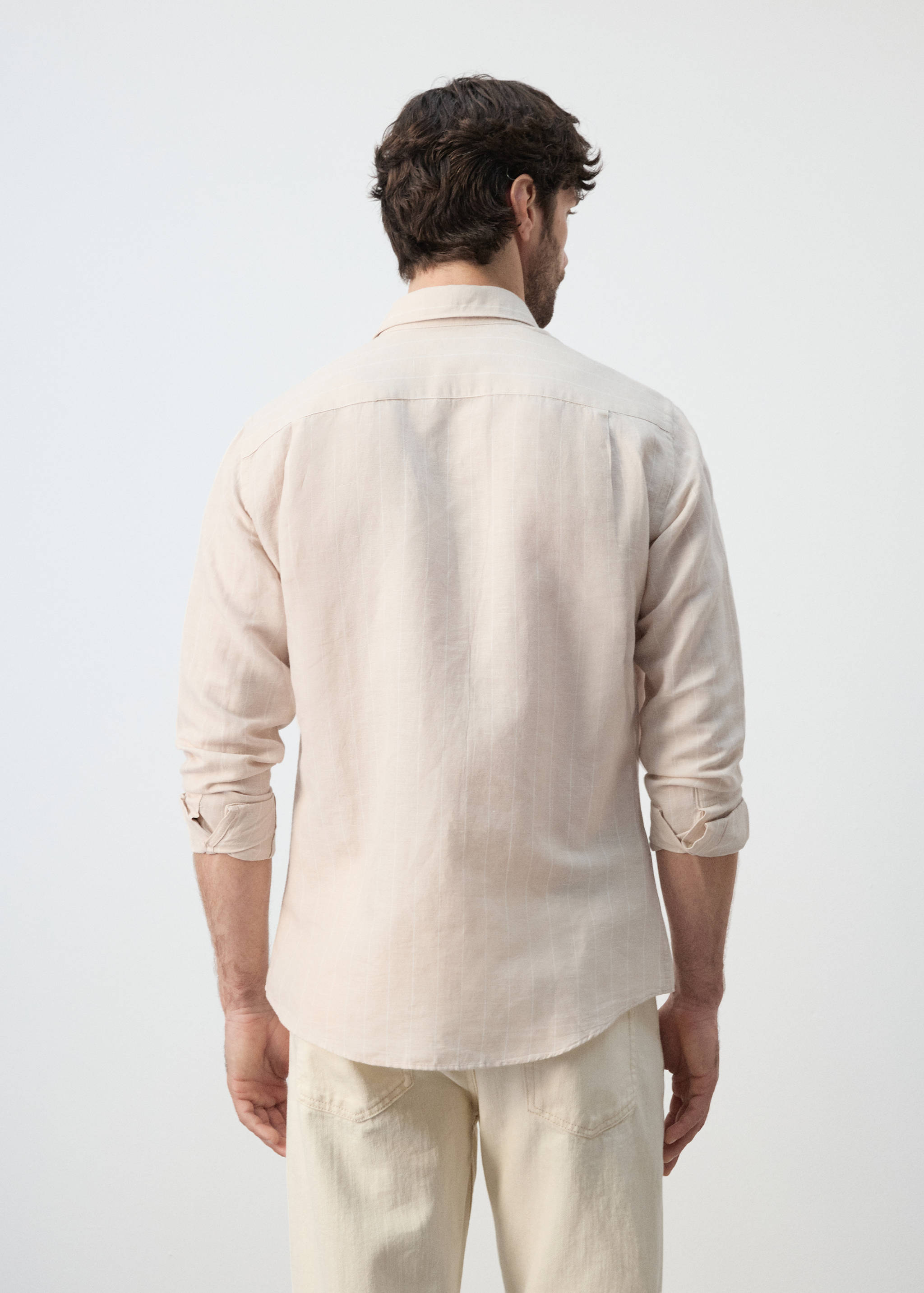 Linen cotton slim fit striped shirt - Reverse of the article