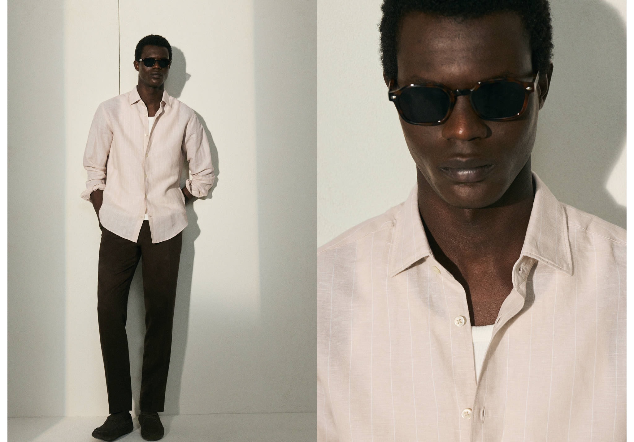 Linen cotton slim fit striped shirt - Panoramic plane