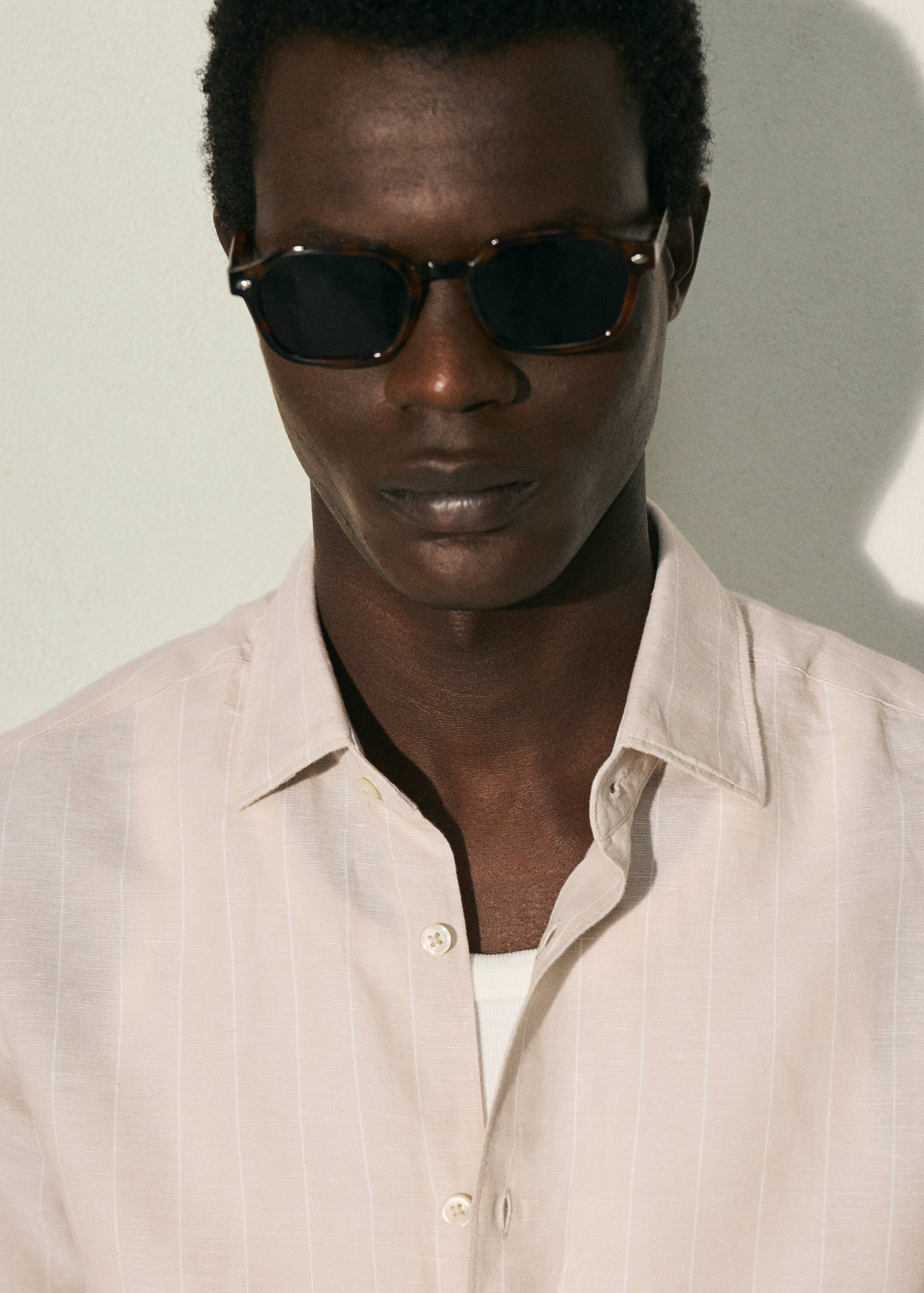 Linen cotton slim fit striped shirt - Details of the article 9