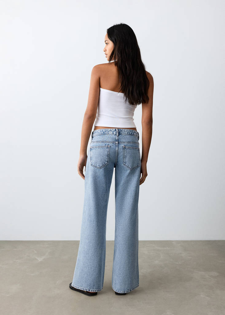 Low-rise contrast jeans — Medium Blue