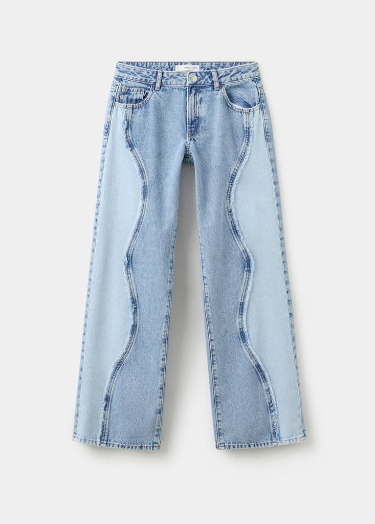 Low-rise contrast jeans — Medium Blue