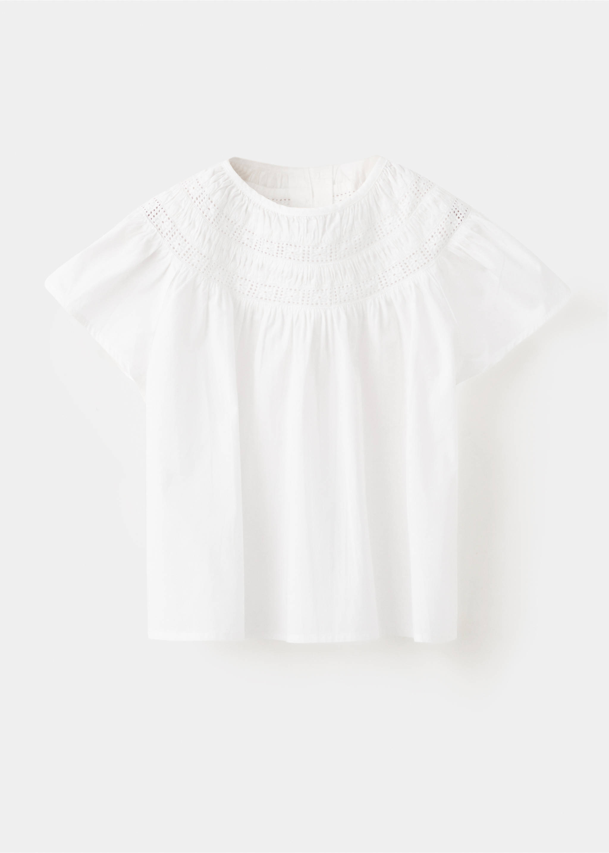 Blouse coton détails ajourés - Article sans modèle, Blanc. Ref: 27085966-00.