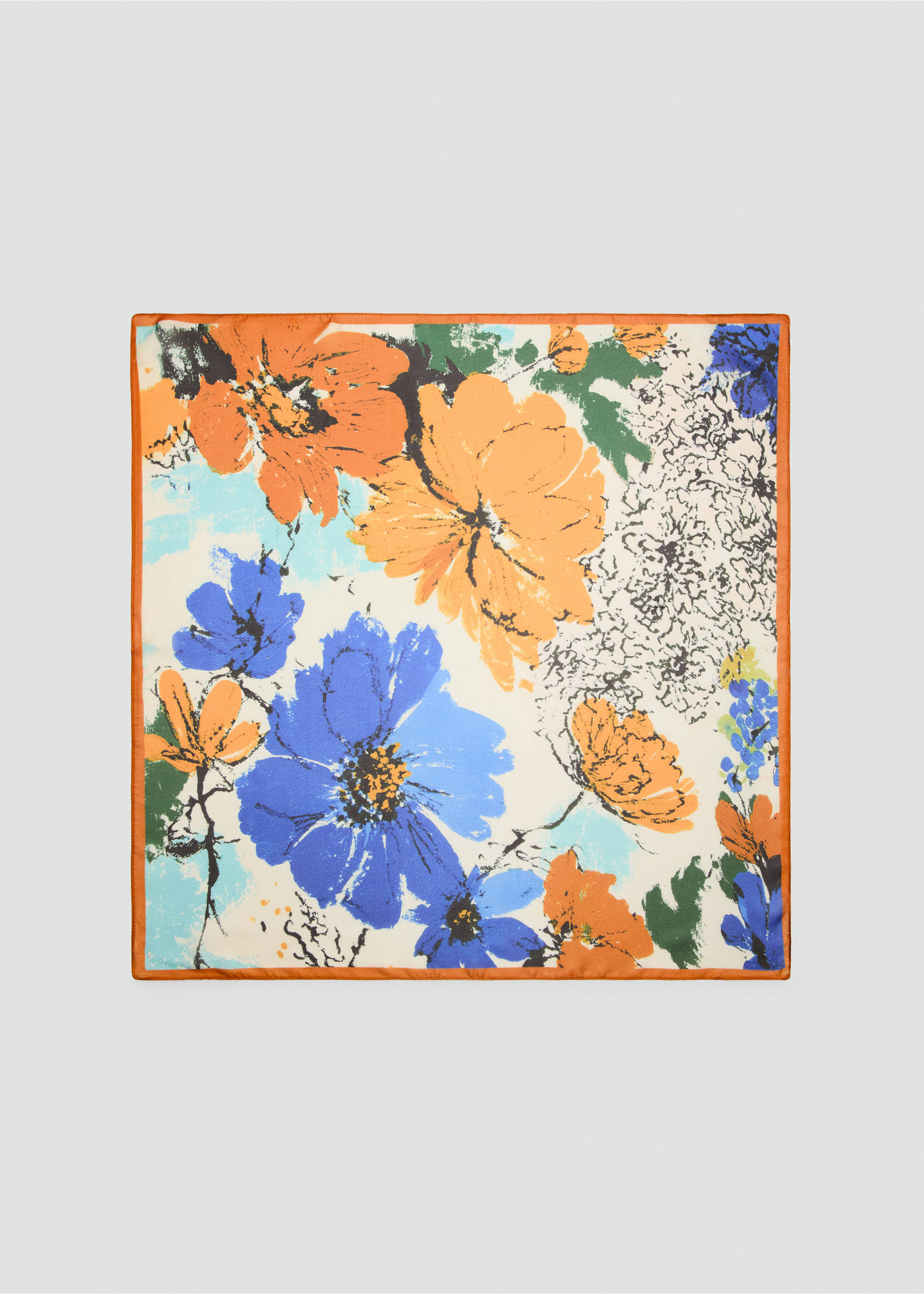 Floral print scarf - Article without model, Blue. Ref: 27085968-00.