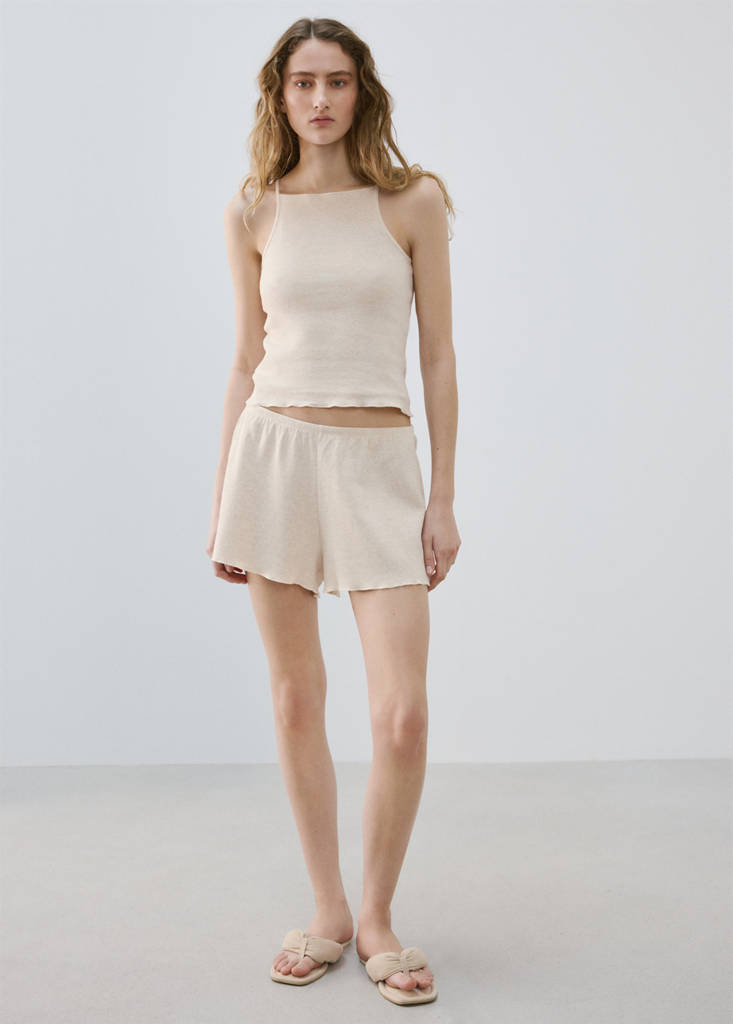 Thin strap pyjama top — Beige