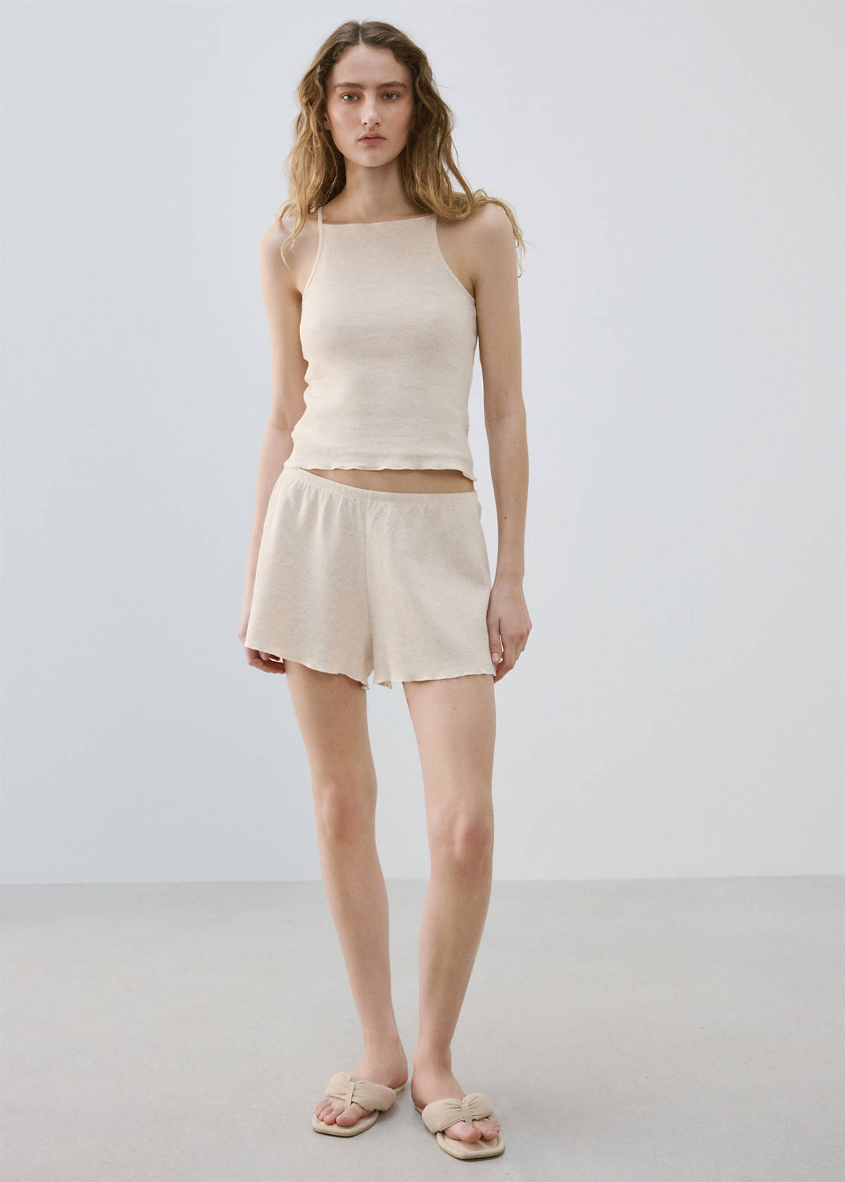Thin strap pyjama top — Beige