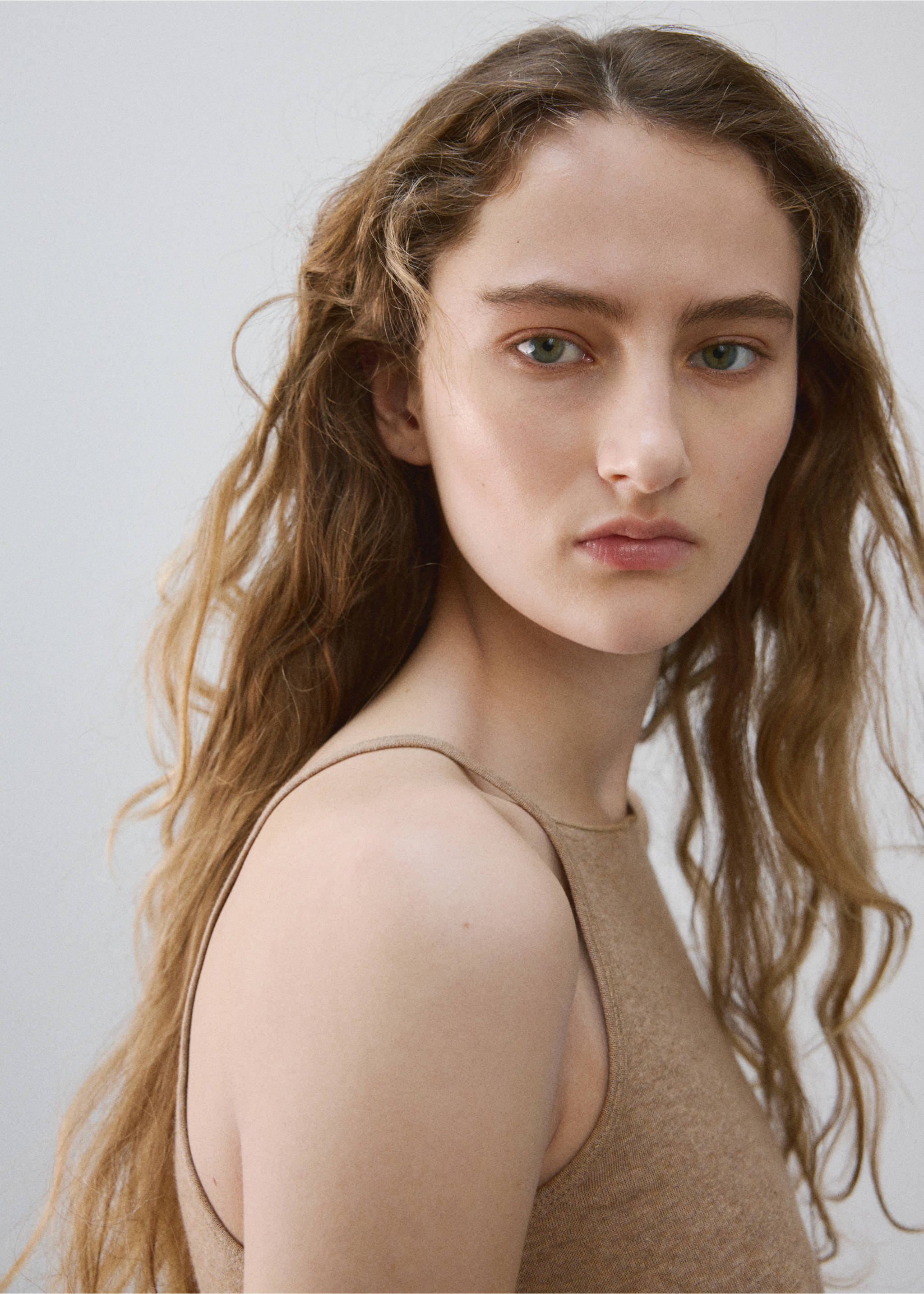 Thin strap pyjama top - Details of the article 1, Medium Brown. Ref: 27085971-00.