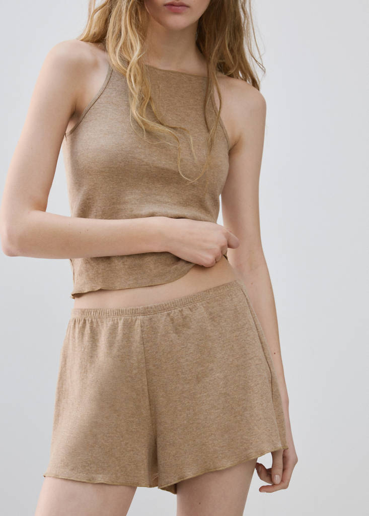 Thin strap pyjama top — Medium Brown