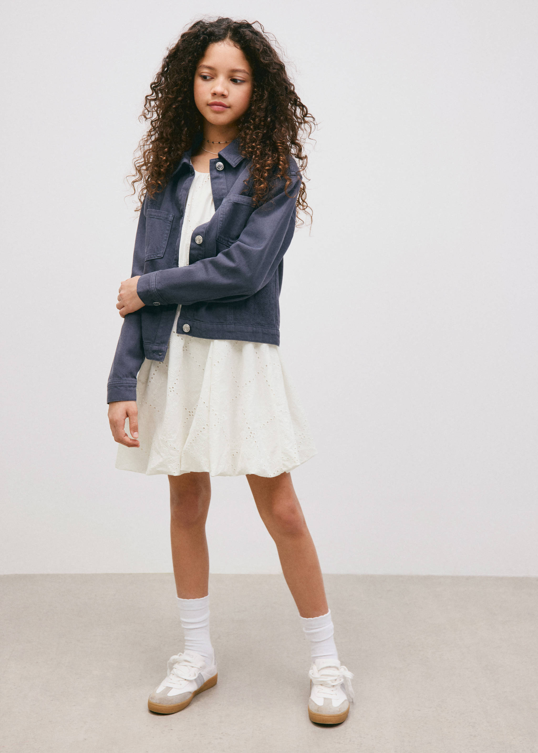 Denim jacket with embroidered details - General plane