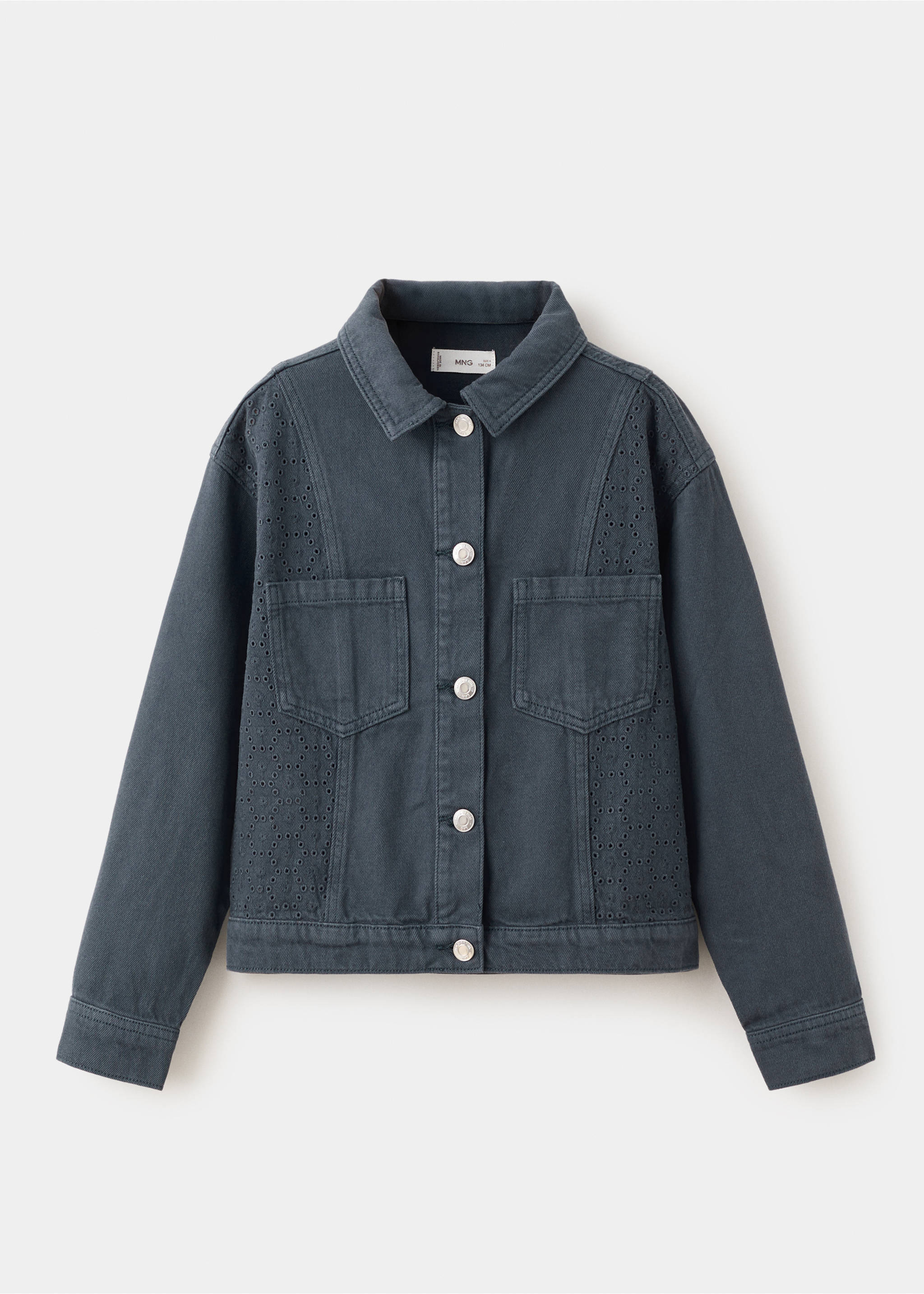 Denim jacket with embroidered details - Article without model, Navy. Ref: 27085973-00.