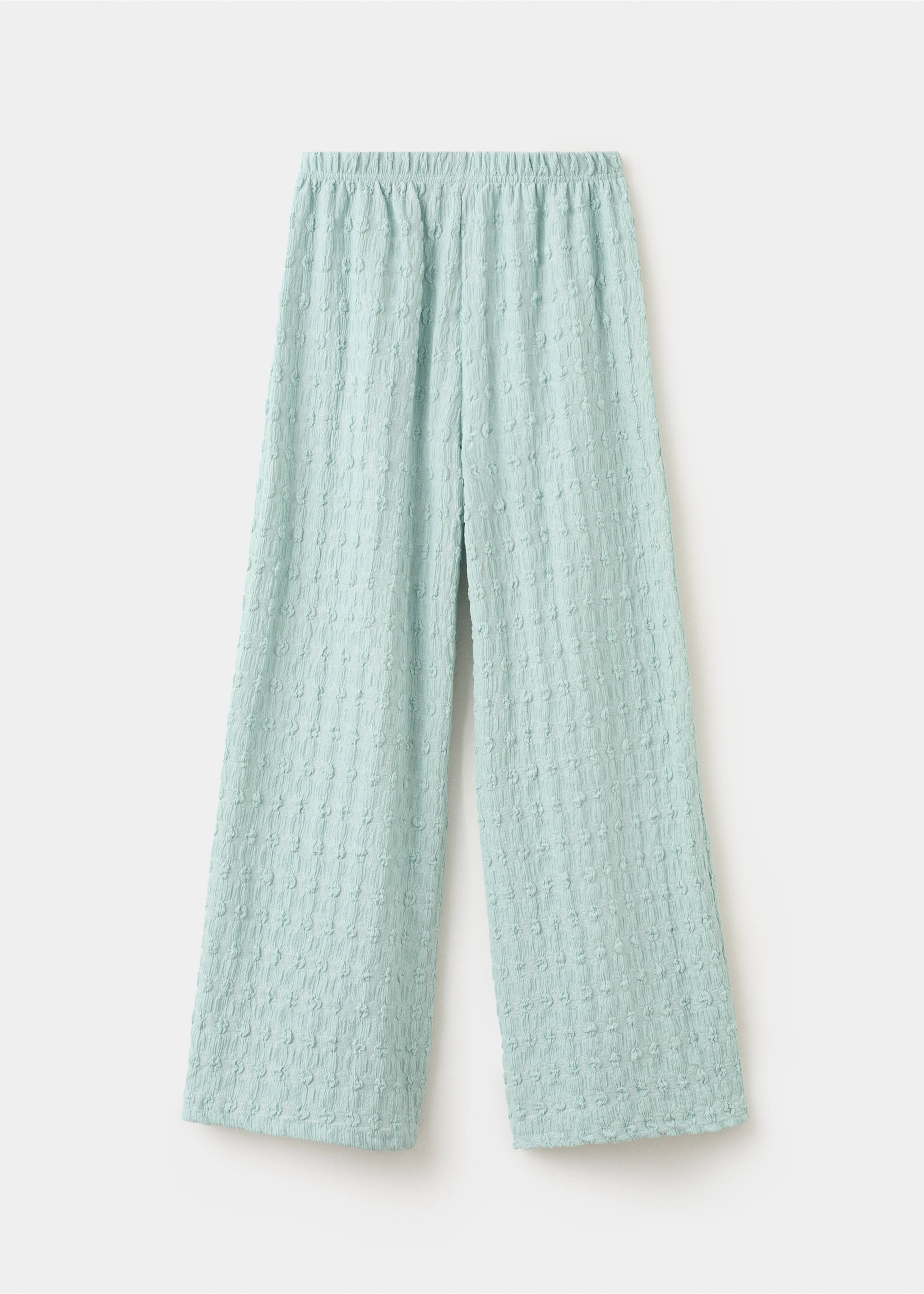 Textured flowy trousers - Reverse of the article, Aqua Green. Ref: 27085976-00.
