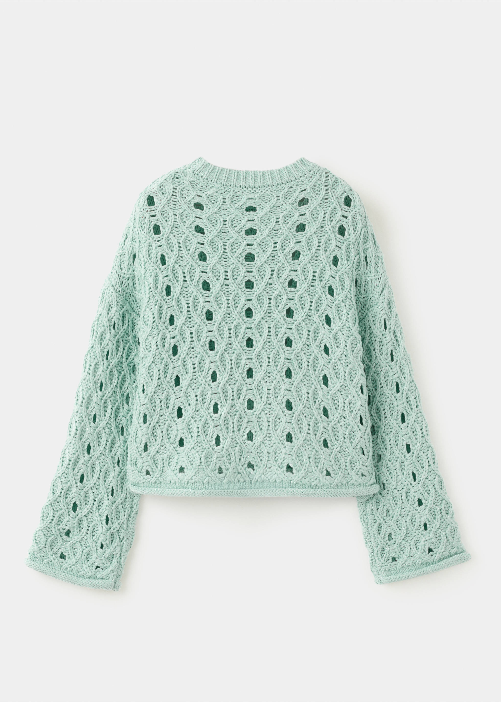 Openwork lurex knit sweater - Reverse of the article, Aqua Green. Ref: 27085978-00.